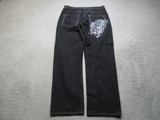 Karl Kani Jeans Mens 36 Black Graphic Wide Leg Baggy Relaxed Fit Denim Y2K picture