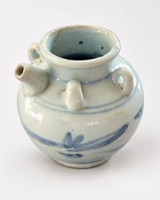 Korean Blue White Porcelain Vessel Vase Joseon Dynasty Style Antique Estate picture