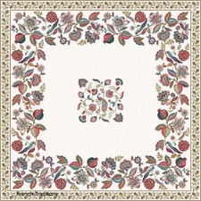 Stunning French Jacquard Woven Tabelcloth Flowers, Birds 57X57 Made in France picture