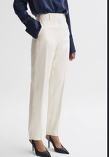 Reiss Ember Slim Fit Trousers Pants in Cream/Ivory Size Petite 4 NWT picture