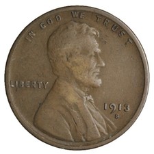 1913-S Lincoln Wheat Cent Penny F/VF Complete Your Album picture