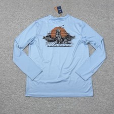 AFTCO Shirt Mens Large Blue Bucket Dog UVX Long Sleeve Outdoor Fishing NEW picture