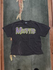 Vintage 90’s Misfits Black Graphic T-Shirt Purple Green Logo Rock Music Tee picture