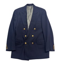 vtg Ralph Lauren Chaps 42S Navy Double Breasted Gold Buttons Blazer Jacket USA picture