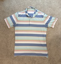 johnnie-O Men's L Multicolor Striped Short Sleeve Golf Polo, Knit Poly/Spandex picture