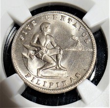 Philippines: 1944 S 5 Centavos NGC MS65. picture