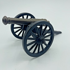 Vintage Cannon 8.5” Brass Barrel Cast Iron Carriage/Wheels Civil War Replica picture