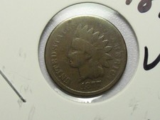 OLD COPPER COIN VERY GOOD+ 1877 INDIAN HEAD CENT PENNY KEY DATE LOT 33a picture