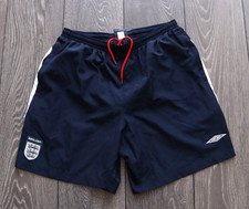 ORIGINAL UMBRO ENGLAND 2000's FOOTBALL SHORTS SIZE MENS LARGE VINTAGE POCKETS picture