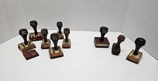 9 Rubber Stamps Wood Handle Numbers Glover Fulton Edlake Numbers Vintage picture