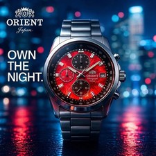 Orient Men’s Quartz Chronograph Watch Tachymeter Date 100M Water Resistant picture