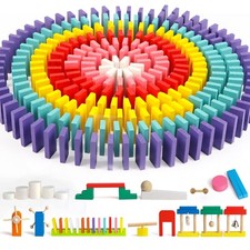 Joqutoys 600 PCS Dominoes Set for Kids, Wooden Domino Building Blocks, 6 Colo... picture