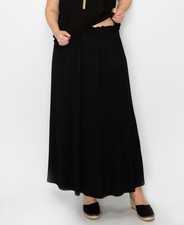 COIN 1804 Plus Size 1X Elastic Waist Maxi Skirts Black  Rayon Spandex Size 1X picture