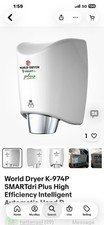 World Dryer SMARTdri Plus K-974P Automatic High Efficiency Hand Dryer White picture