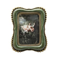 2.5x3.5 Small Vintage Picture Frame, Tiny Antique Green Ornate Photo Frame, f... picture