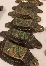 Vintage Rare Aztec Cabinet Handles Hardware Brass Turquois Southwestern 27 Piece picture