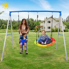 Trekassy Heavy Duty Metal Swing Set with 2 Swings Baby Swing Backyard Kids Swing picture