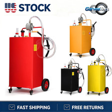 30/35/40/50 Gallon Portable Fuel Tank Gas Caddy w/ Manual Pump, Hose & Wheels picture