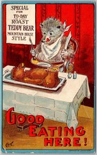 Antique 1909 Postcard ~ Crite Possum Good Eating Here Roast Teddy Bear Gulick picture