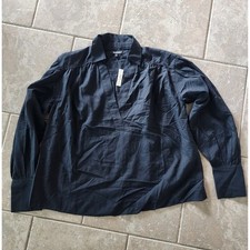 Madewell Black V-Neck Popover Blouse Long Sleeve Cotton Viscose Top Size M NS329 picture
