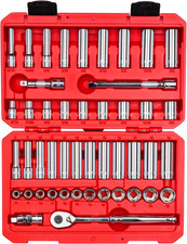 TEKTON 3/8 Inch Drive 6-Point Socket and Ratchet Set, 46-Piece (5/16-3/4 In., 8- picture