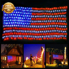 LED American Flag Lights 6 5Ft 3 2Ft Waterproof Led Flag Net Light Outdoor picture