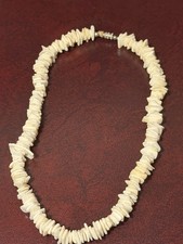 Vintage Off White & Tan Small Puka Shell Choker Necklace. Barrel clasp 14