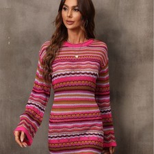 Women's Fashion Cutout Patchwork Knit Dress picture