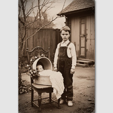 Victorian Baby and Boy Print Photograph Post Mortem Child Photo 4 by 6 Print 88 picture