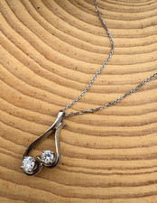 10K White Gold .50 CTW Diamond Pendant 14K Tecnigold Italy Chain 16