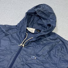 Izod Lacoste Vintage Anorak Jacket Mens XL Blue Hooded Lightweight 1/2 Zip picture