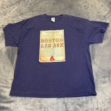 VTG 2004 Boston Red Sox World Series Line Up Card Shirt 2XL Heavyweight USA Knit picture