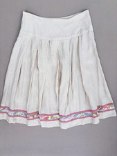 Leonard Fashion Ivory Pleated A-Line Knee Length Skirt, Zip Closure, Women's 38  picture
