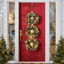 Member's Mark Pre-Lit 3 Wreath Flocked Door Hanger 72