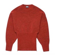$225 NWT DIESEL Medium Women Deep Red Orange M-BRUNS Batwing Sweater ALPACA WOOL picture