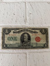 Vintage Dominion of Canada One Dollar Bill 1923 with King George V Portrait picture