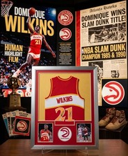 Dominique Wilkins Signed Custom Jersey Framed Authentic 34×42 Schwartz COA Suede picture