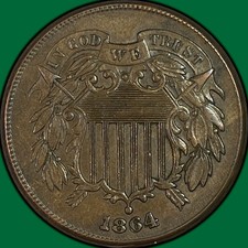 1864 Two Cent Piece Uncirculated UNC Coin #46408 picture
