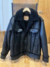 Levi's Premium Shearling Olympia Trucker Jacket Large BLACK picture