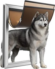 28X18 Extra Large Aluminum Pet Dog Door Magnetic Lockable Flap Screen Gate Frame picture