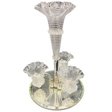 An unusual & large antique glass & mirrored Trumpet trailed Epergne 15