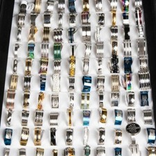 100x Mixed Rings Bulk Finger Band Ring Lot Men Women Jewelry Wholesale picture