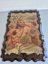 VINTAGE RELIGIOUS PICTURE  JESUS WITH CHILDREN picture