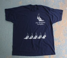VTG Screen Stars 2XL Navy Lake Winnipesaukee NH Sailing Graphic Tee 80s Boat USA picture