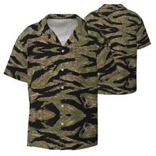 Men Tiger Stripe Camo Hawaiian Shirt Beach Summer picture