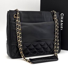 Chanel Chain Shoulder Matelasse Lambskin Leather Black Shoulder Bag 303I7206 picture