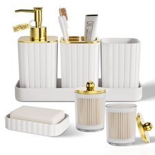 XLHOMO Bathroom Accessory Set - Gorgeous Set, Basic White&gold picture