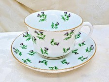 Vintage Aynsley 15287 Scots Thistle Teacup Saucer Hand Painted England 1920s Cup picture