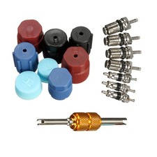 16PACK A/C Valve Core Kit AC System Cap & Valve Stem Cores Seal Remover Tool K picture