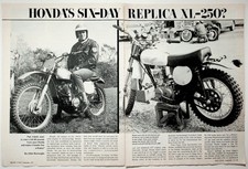 Honda XL-250 Six-Day Replica Motorcycle Memorabilia Vintage Dirt Cycle 1974 picture